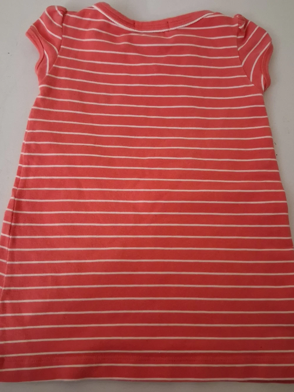Ralph Lauren Baby Girls Coral Pink White Striped V-Neck Knit Dress 9M